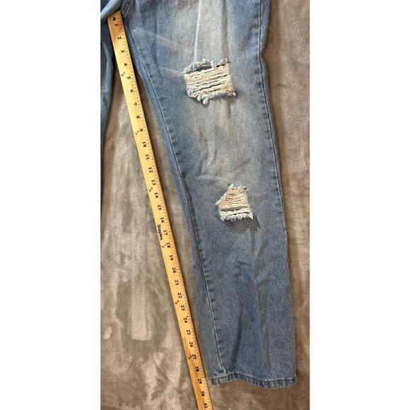 Misslook Jeans Bib Overalls Womens M Distressed Boho Grunge Casual USA - Picture 7 of 11